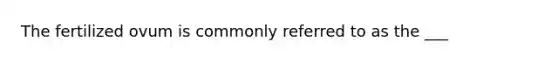 The fertilized ovum is commonly referred to as the ___