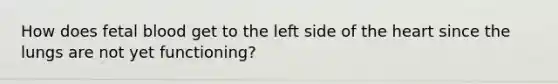 How does fetal blood get to the left side of the heart since the lungs are not yet functioning?