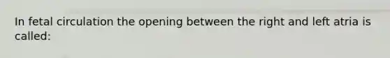 In fetal circulation the opening between the right and left atria is called: