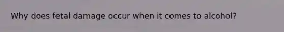 Why does fetal damage occur when it comes to alcohol?