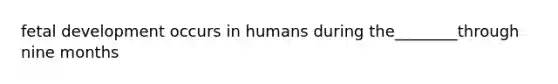 fetal development occurs in humans during the________through nine months