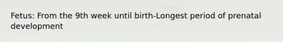 Fetus: From the 9th week until birth-Longest period of prenatal development