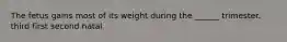 The fetus gains most of its weight during the ______ trimester. third first second natal