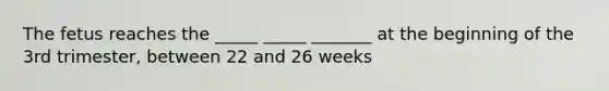 The fetus reaches the _____ _____ _______ at the beginning of the 3rd trimester, between 22 and 26 weeks