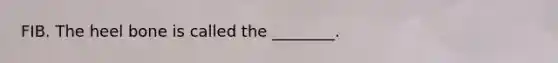 FIB. The heel bone is called the ________.