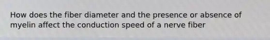 How does the fiber diameter and the presence or absence of myelin affect the conduction speed of a nerve fiber