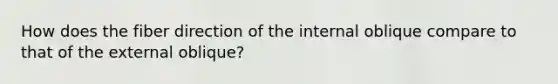 How does the fiber direction of the internal oblique compare to that of the external oblique?