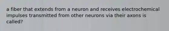 a fiber that extends from a neuron and receives electrochemical impulses transmitted from other neurons via their axons is called?