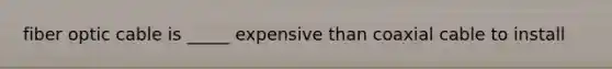 fiber optic cable is _____ expensive than coaxial cable to install