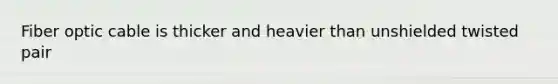 Fiber optic cable is thicker and heavier than unshielded twisted pair
