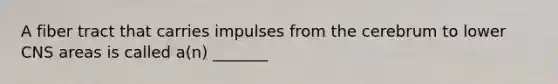 A fiber tract that carries impulses from the cerebrum to lower CNS areas is called a(n) _______