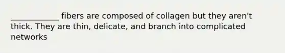 ____________ fibers are composed of collagen but they aren't thick. They are thin, delicate, and branch into complicated networks