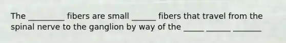 The _________ fibers are small ______ fibers that travel from the spinal nerve to the ganglion by way of the _____ ______ _______