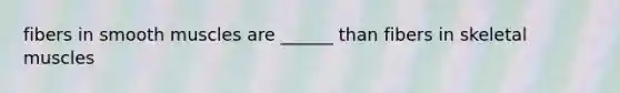 fibers in smooth muscles are ______ than fibers in skeletal muscles