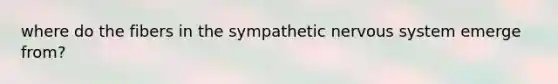 where do the fibers in the sympathetic <a href='https://www.questionai.com/knowledge/kThdVqrsqy-nervous-system' class='anchor-knowledge'>nervous system</a> emerge from?