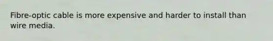 Fibre-optic cable is more expensive and harder to install than wire media.