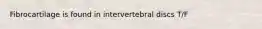 Fibrocartilage is found in intervertebral discs T/F