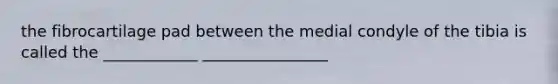 the fibrocartilage pad between the medial condyle of the tibia is called the ____________ ________________