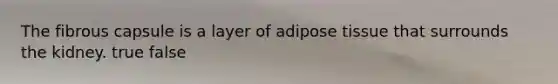 The fibrous capsule is a layer of adipose tissue that surrounds the kidney. true false