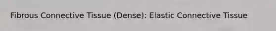 Fibrous Connective Tissue (Dense): Elastic Connective Tissue