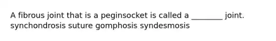 A fibrous joint that is a peginsocket is called a ________ joint. synchondrosis suture gomphosis syndesmosis