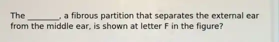 The ________, a fibrous partition that separates the external ear from the middle ear, is shown at letter F in the figure?