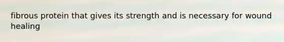 fibrous protein that gives its strength and is necessary for wound healing