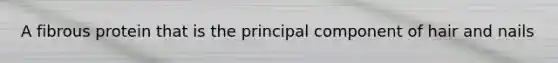A fibrous protein that is the principal component of hair and nails