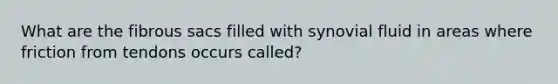 What are the fibrous sacs filled with synovial fluid in areas where friction from tendons occurs called?