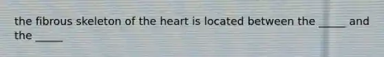 the fibrous skeleton of the heart is located between the _____ and the _____