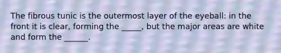 The fibrous tunic is the outermost layer of the eyeball: in the front it is clear, forming the _____, but the major areas are white and form the ______.