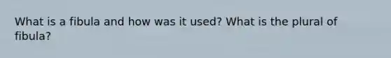 What is a fibula and how was it used? What is the plural of fibula?