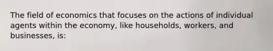 The field of economics that focuses on the actions of individual agents within the economy, like households, workers, and businesses, is: