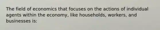 The field of economics that focuses on the actions of individual agents within the economy, like households, workers, and businesses is: