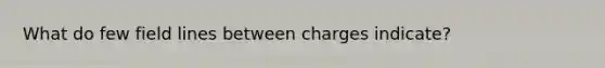 What do few field lines between charges indicate?