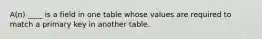 A(n) ____ is a field in one table whose values are required to match a primary key in another table.