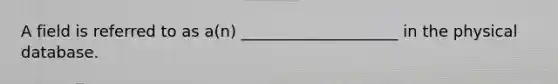 A field is referred to as a(n) ____________________ in the physical database.