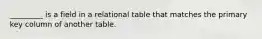 _________ is a field in a relational table that matches the primary key column of another table.