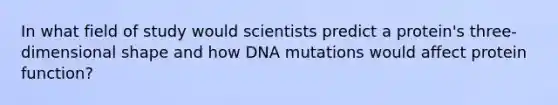 In what field of study would scientists predict a protein's three-dimensional shape and how DNA mutations would affect protein function?