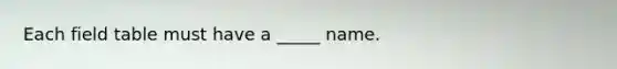 Each field table must have a _____ name.