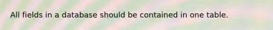 All fields in a database should be contained in one table.