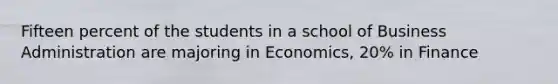 Fifteen percent of the students in a school of Business Administration are majoring in Economics, 20% in Finance