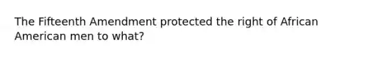 The Fifteenth Amendment protected the right of African American men to what?