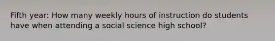 Fifth year: How many weekly hours of instruction do students have when attending a social science high school?