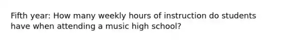 Fifth year: How many weekly hours of instruction do students have when attending a music high school?