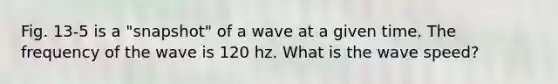 Fig. 13-5 is a "snapshot" of a wave at a given time. The frequency of the wave is 120 hz. What is the wave speed?