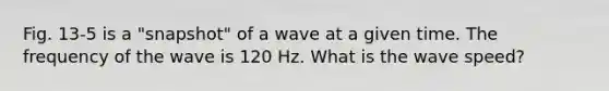 Fig. 13-5 is a "snapshot" of a wave at a given time. The frequency of the wave is 120 Hz. What is the <a href='https://www.questionai.com/knowledge/kuCDXDoFcU-wave-speed' class='anchor-knowledge'>wave speed</a>?