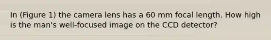 In (Figure 1) the camera lens has a 60 mm focal length. How high is the man's well-focused image on the CCD detector?