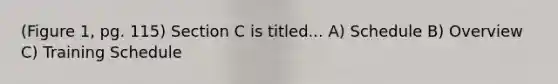 (Figure 1, pg. 115) Section C is titled... A) Schedule B) Overview C) Training Schedule