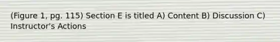 (Figure 1, pg. 115) Section E is titled A) Content B) Discussion C) Instructor's Actions